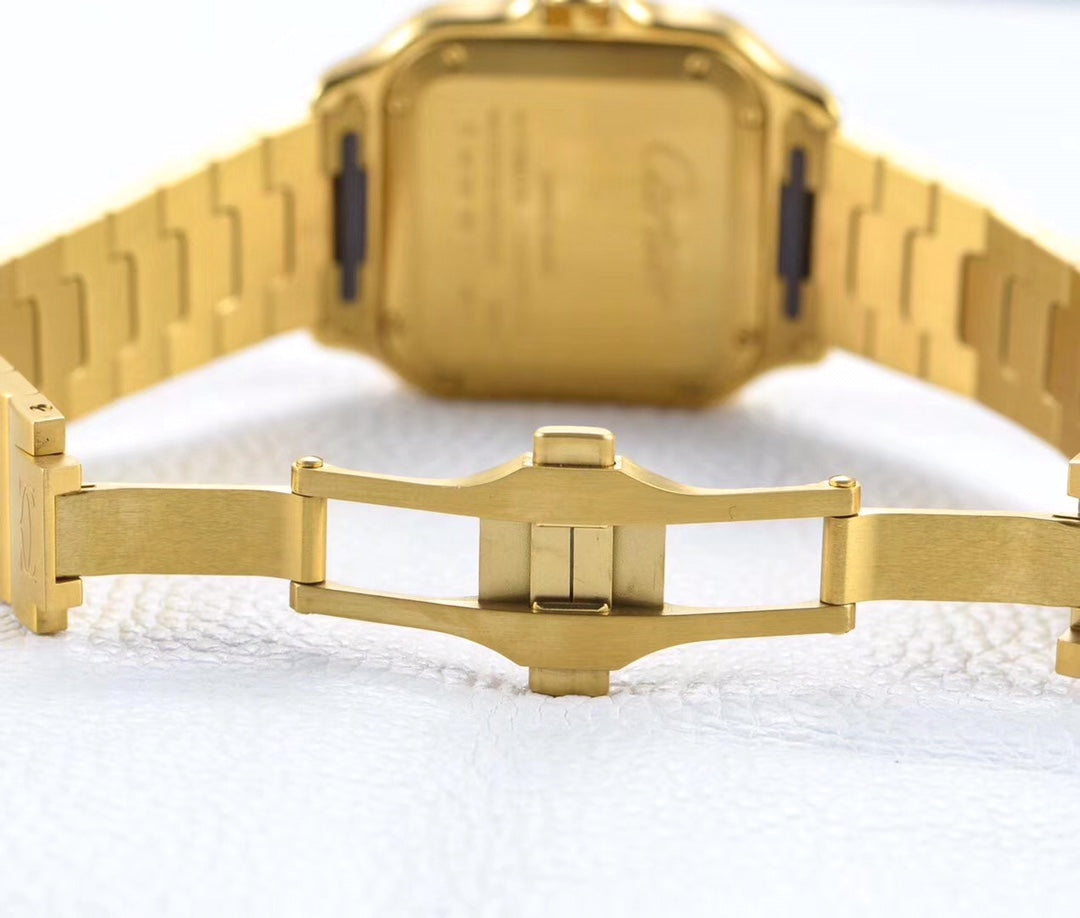 SANTOS LADY 35.1MM AUTOMATIC GOLD DIAMOND BEZEL