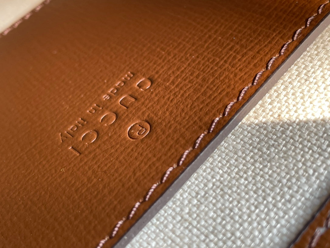 MINI TOTE 20 BAG IN BEIGE CANVAS AND BROWN CALFSKIN