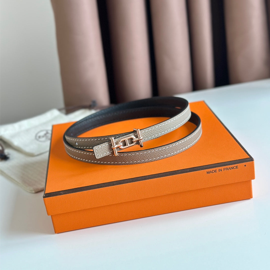 HM ANCRE BUCKLE & REVERSIBLE BLACK AND KHAKI BROWN LEATHER STRAP 13MM COPPER HARDWARE mysite