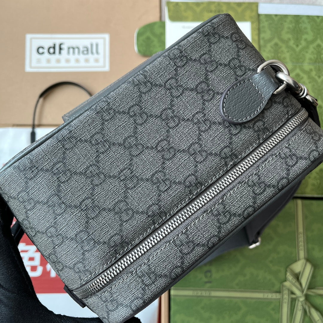 OPHIDIA SHOULDER BAG 36 IN DARK GREY GG CALFSKIN
