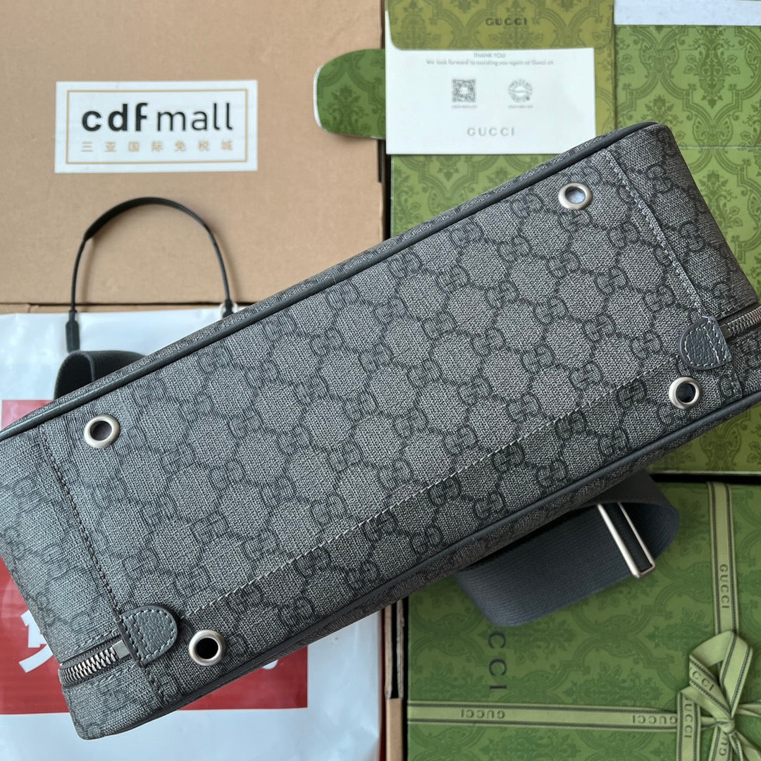 OPHIDIA SHOULDER BAG 36 IN DARK GREY GG CALFSKIN