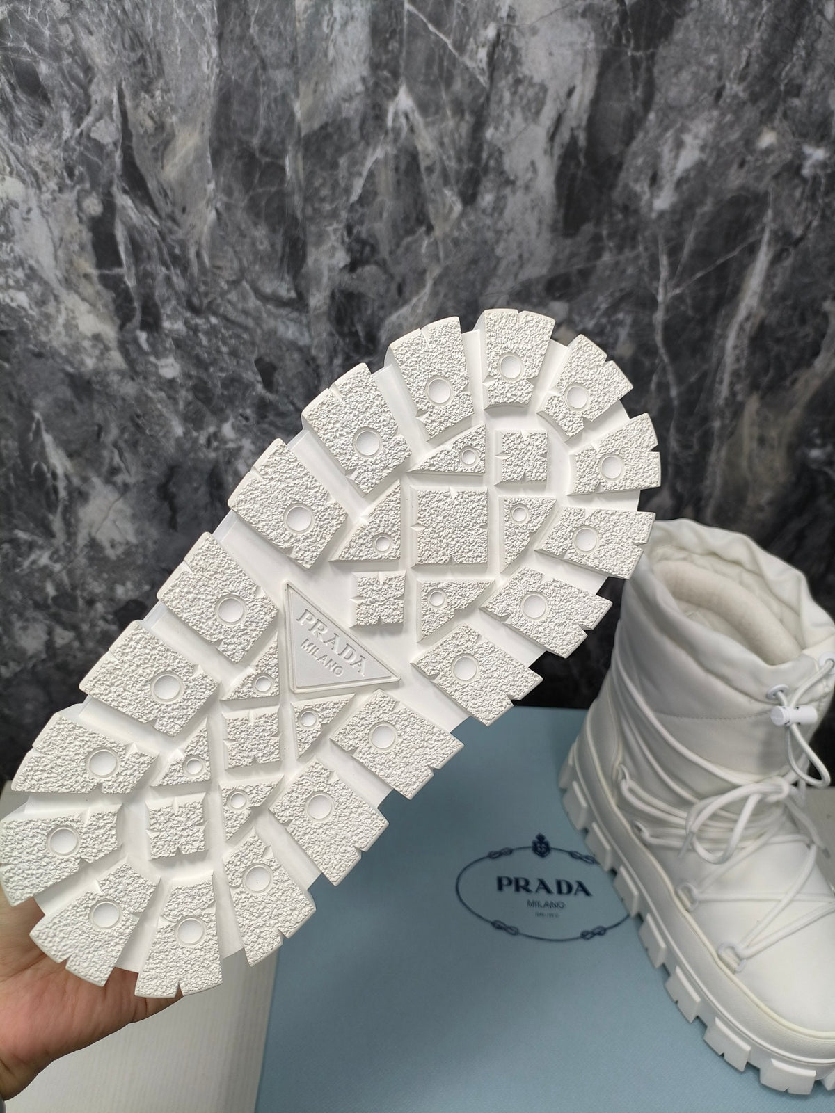 PRA RE-NYLON GABARDINE APRÈS SKI BOOTIES WHITE