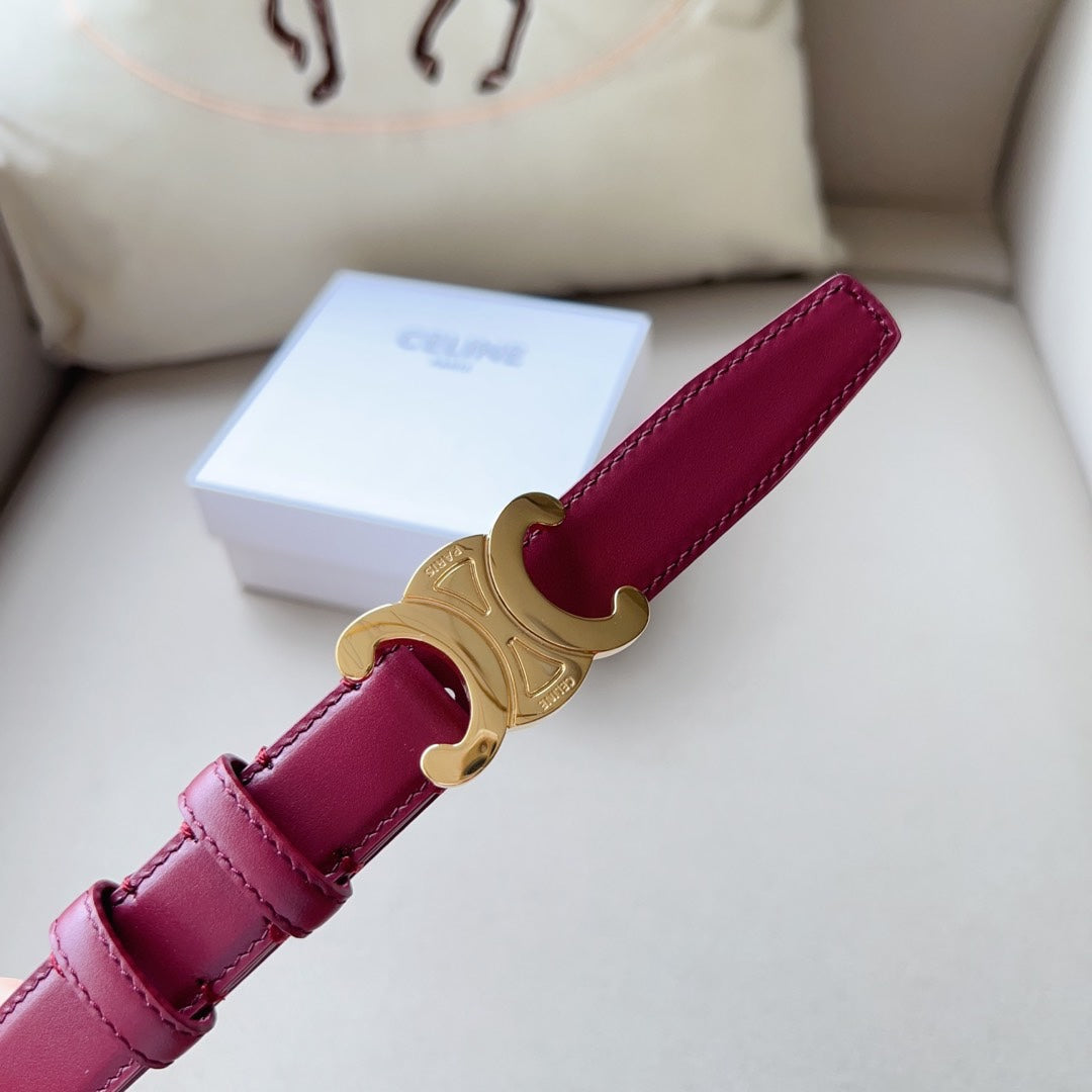 Medium Triomphe Belt 25mm Wine Calfskin Ghw mysite