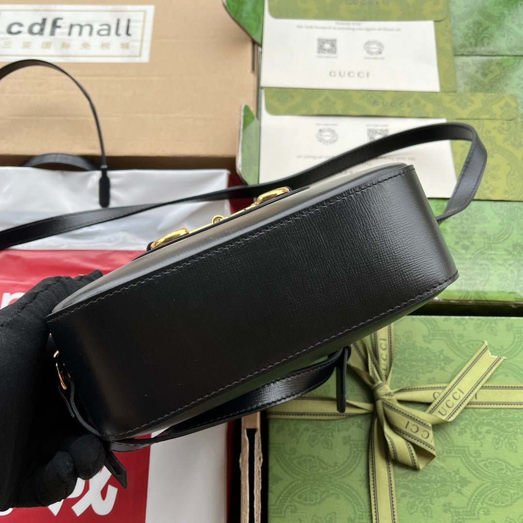 HORSEBIT 1955 SMALL CAMERA BAG 20 IN BLACK CALFSKIN