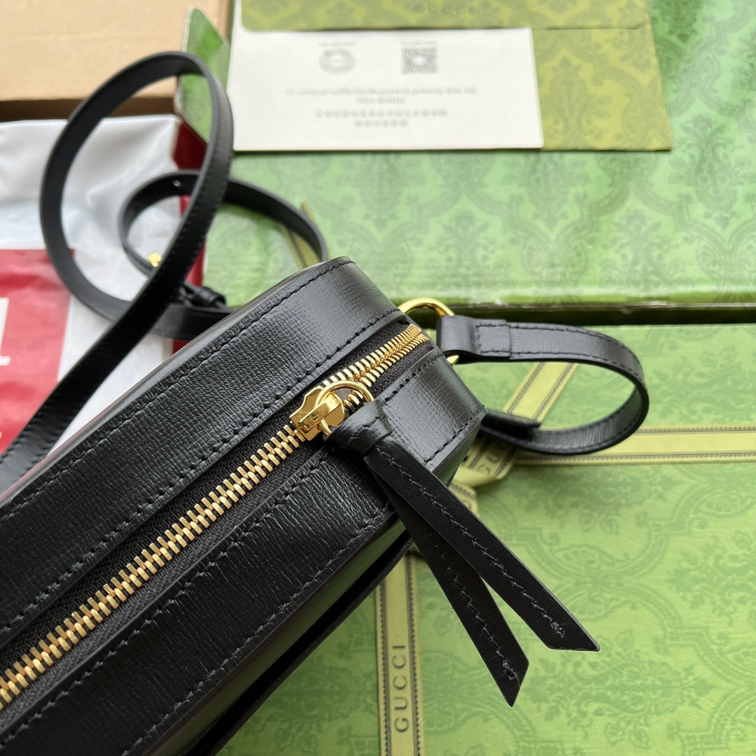 HORSEBIT 1955 SMALL CAMERA BAG 20 IN BLACK CALFSKIN