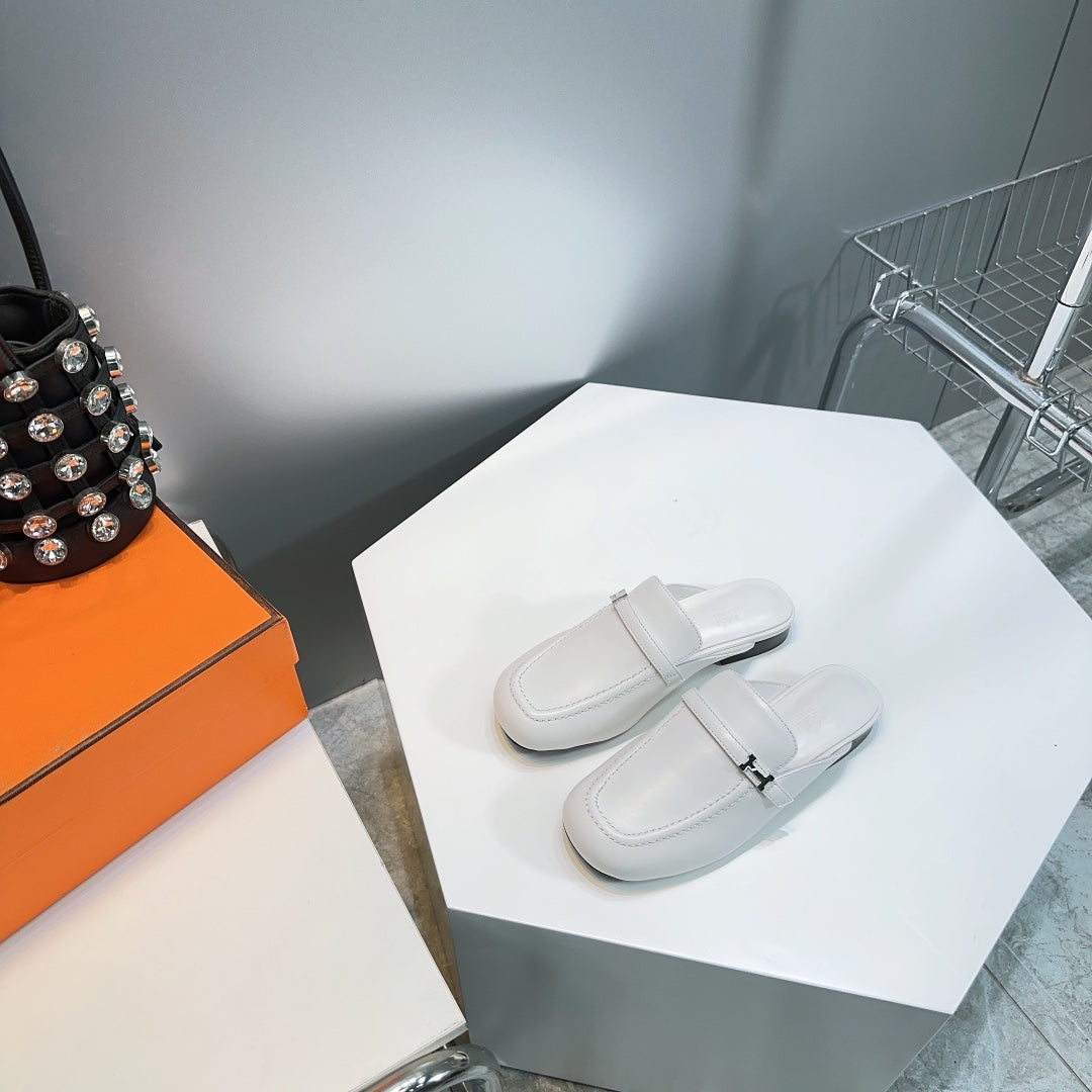 Lena Mule White Leather