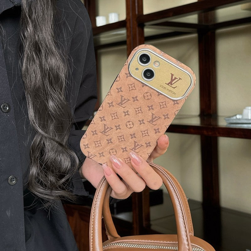 Luxury Brown & Black Classic Leather iPhone Case mysite