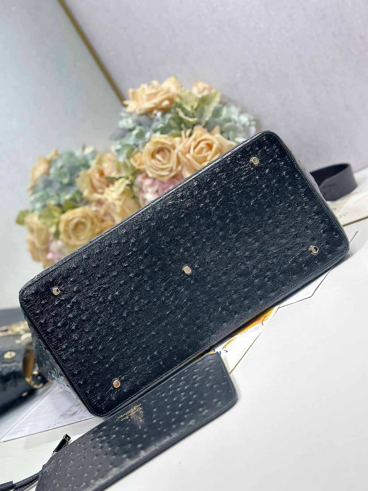 DIOR 26S TOUJOURS BAG 37 IN BLACK OSTRICH