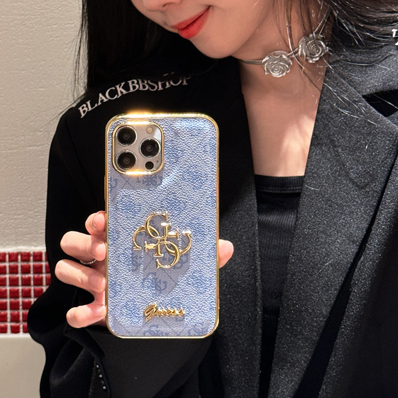 Gue Gold Logo Leather iPhone Case mysite