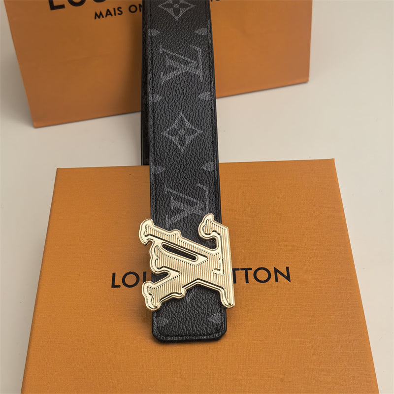 Horizontal Textured Buckle Belt (Black Latticed)