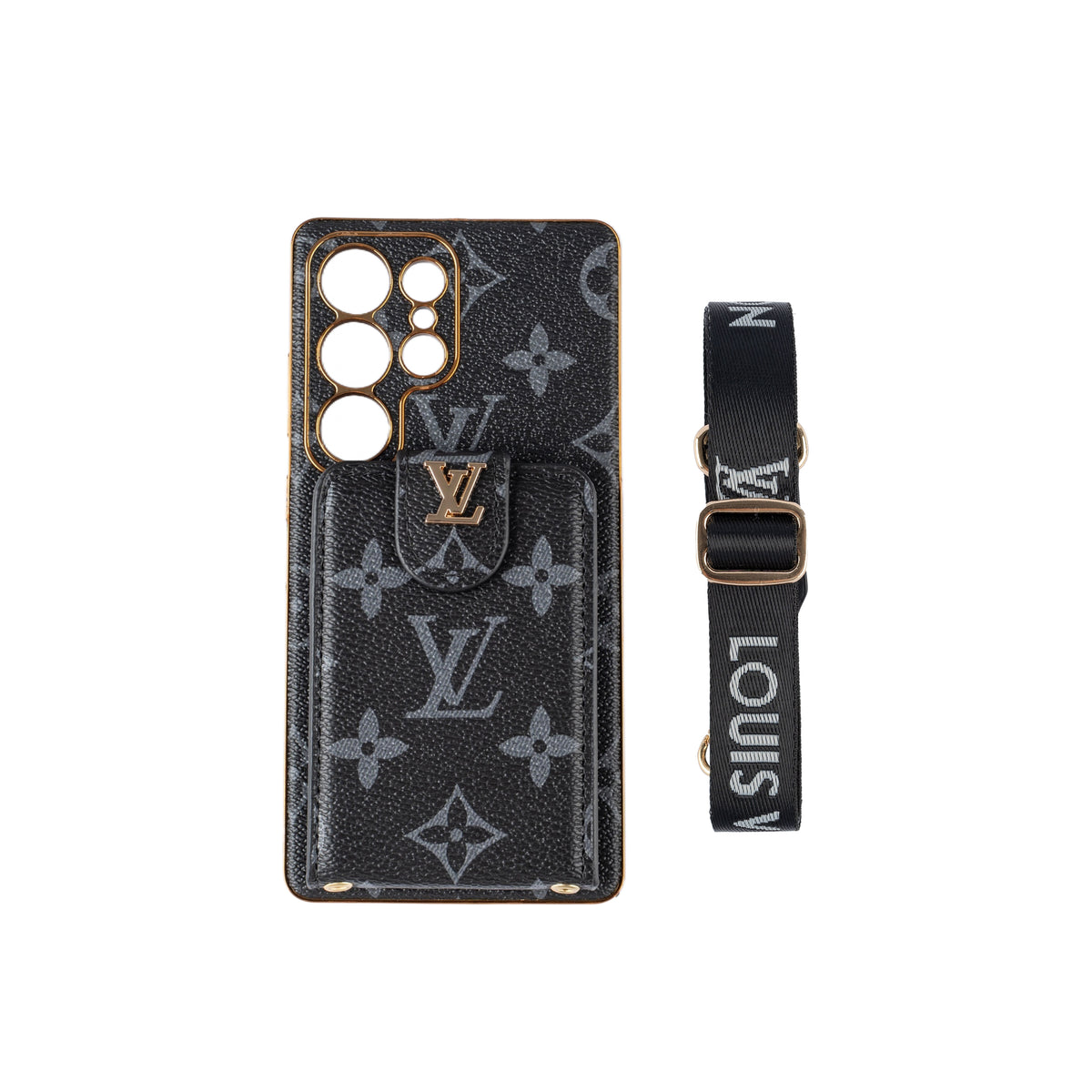 Luxury Monogram Leather Multi-Function Phone Case with Wrist Strap mysite