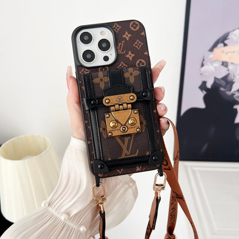 Luxury Brown Crossbody Chain iPhone Case mysite