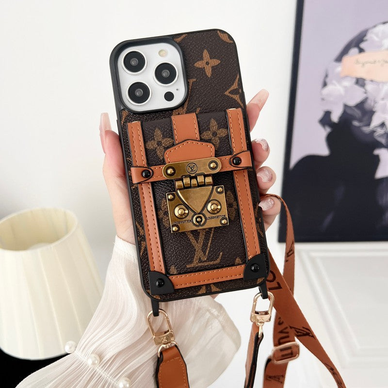 Luxury Brown Crossbody Chain iPhone Case mysite