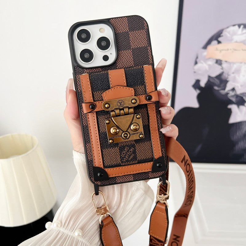 Luxury Brown Crossbody Chain iPhone Case mysite