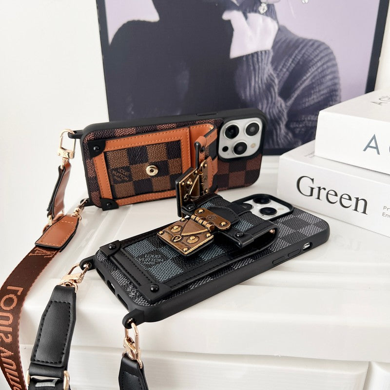 Luxury Brown Crossbody Chain iPhone Case mysite