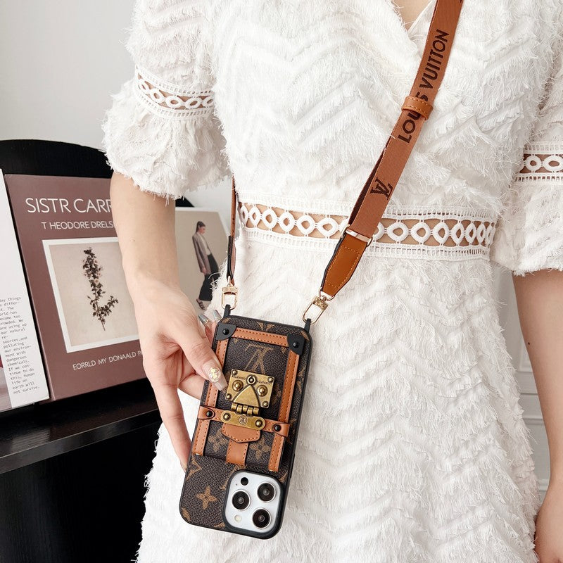 Luxury Brown Crossbody Chain iPhone Case mysite