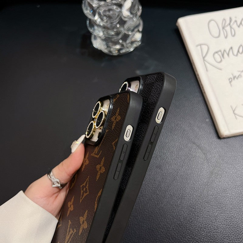 Luxury Black Logo Leather iPhone Case mysite