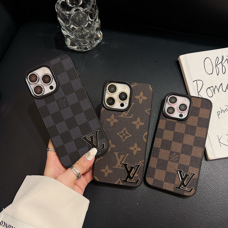 Luxury Black Logo Leather iPhone Case mysite