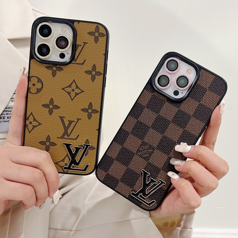Luxury Black Logo Leather iPhone Case mysite