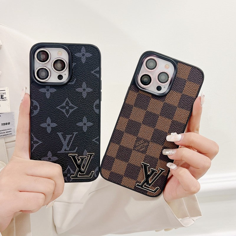 Luxury Black Logo Leather iPhone Case mysite