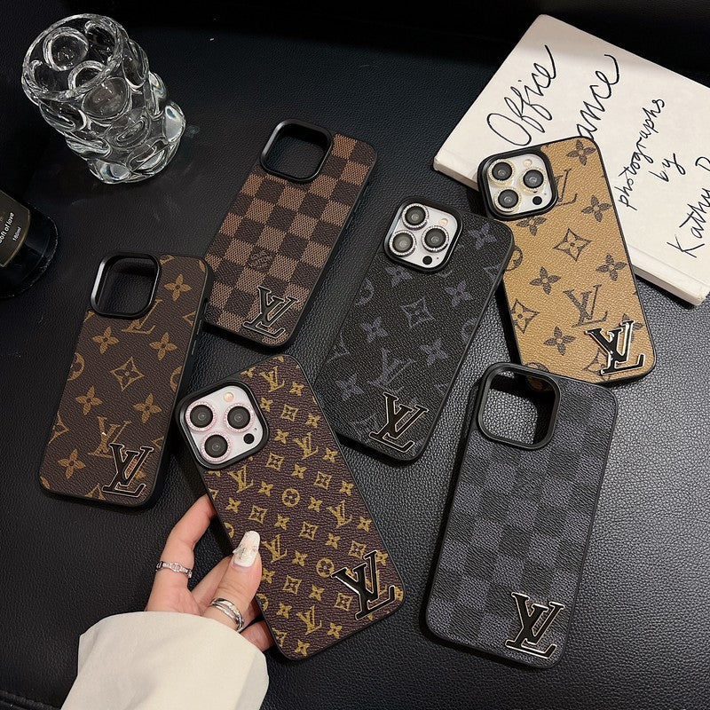 Luxury Black Logo Leather iPhone Case mysite