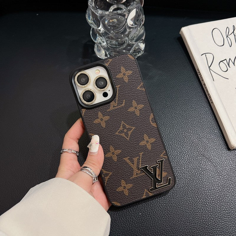 Luxury Black Logo Leather iPhone Case mysite