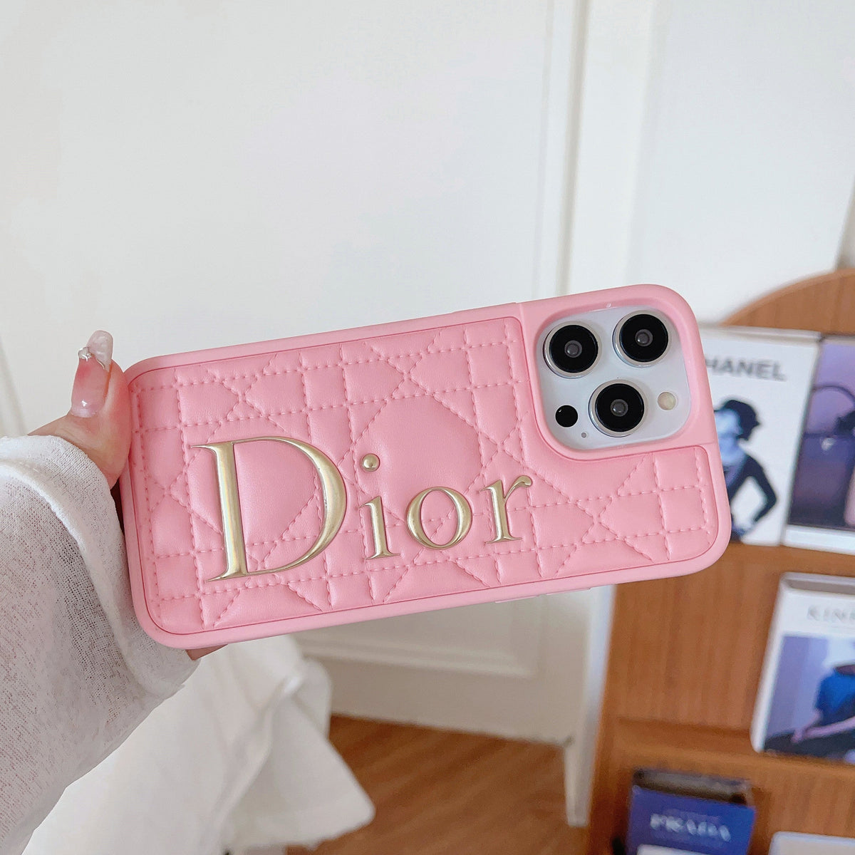 Fashion Gold Logo Leather iPhone Case mysite