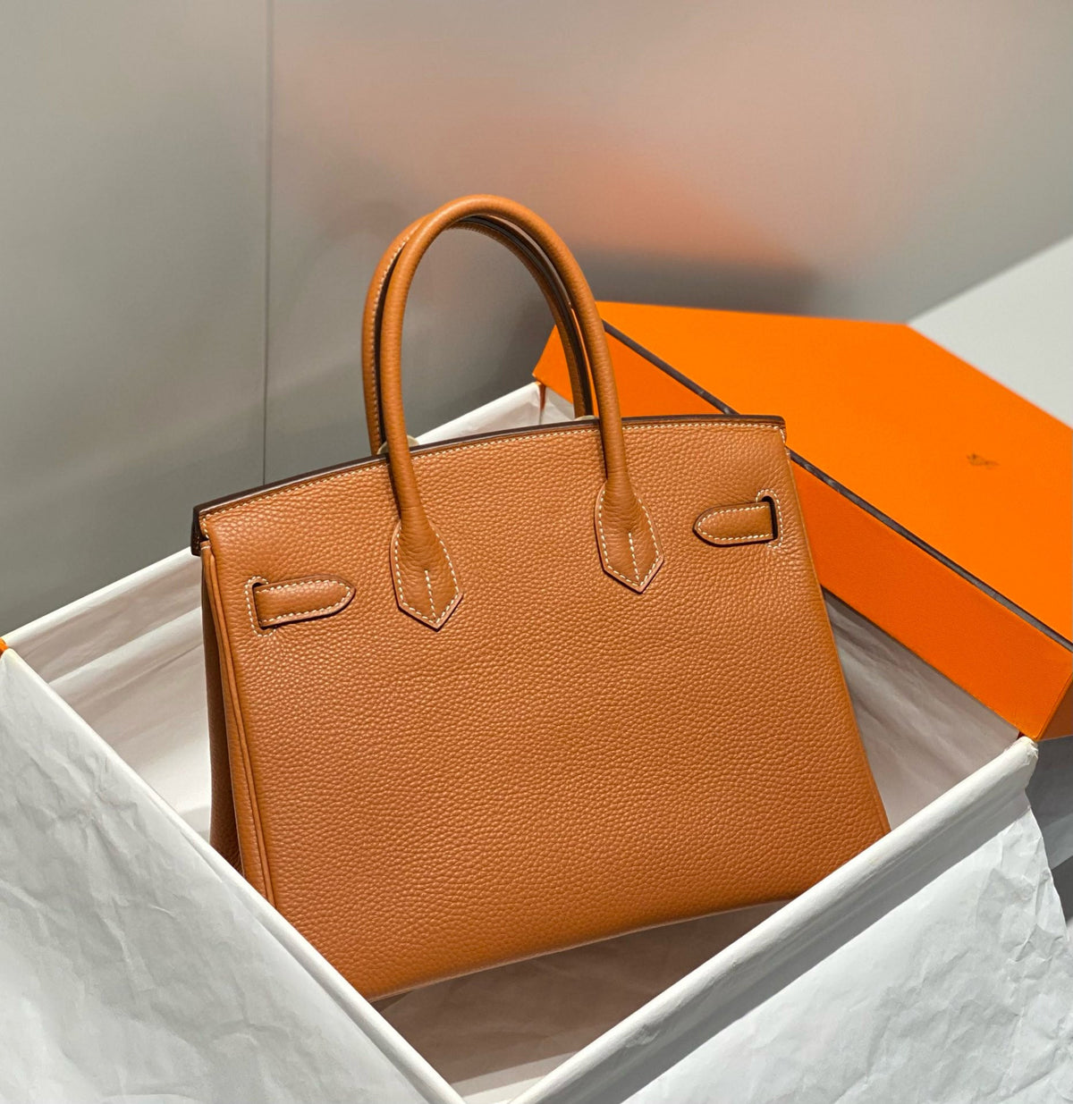 HM BIRKIN 30CM BROWN TOGO LEATHER SILVER HARDWARE
