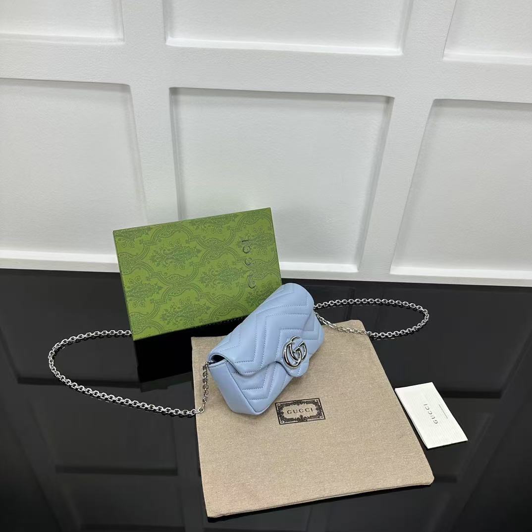GG MARMONT 16 MINI SHOULDER BAG BLUE CALFSKIN