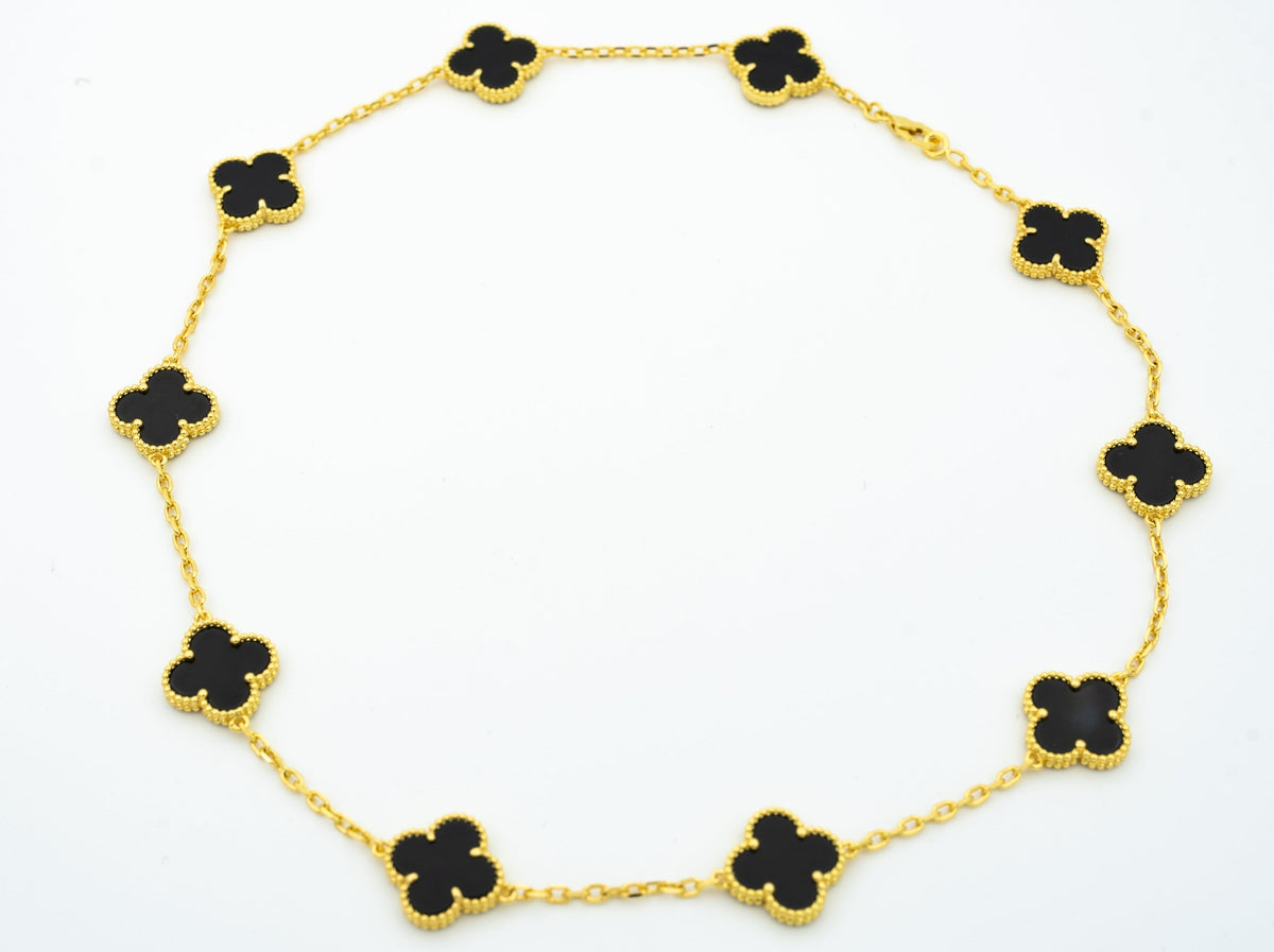 VINTAGE ONYX NECKLACE 10 MOTIFS GOLD