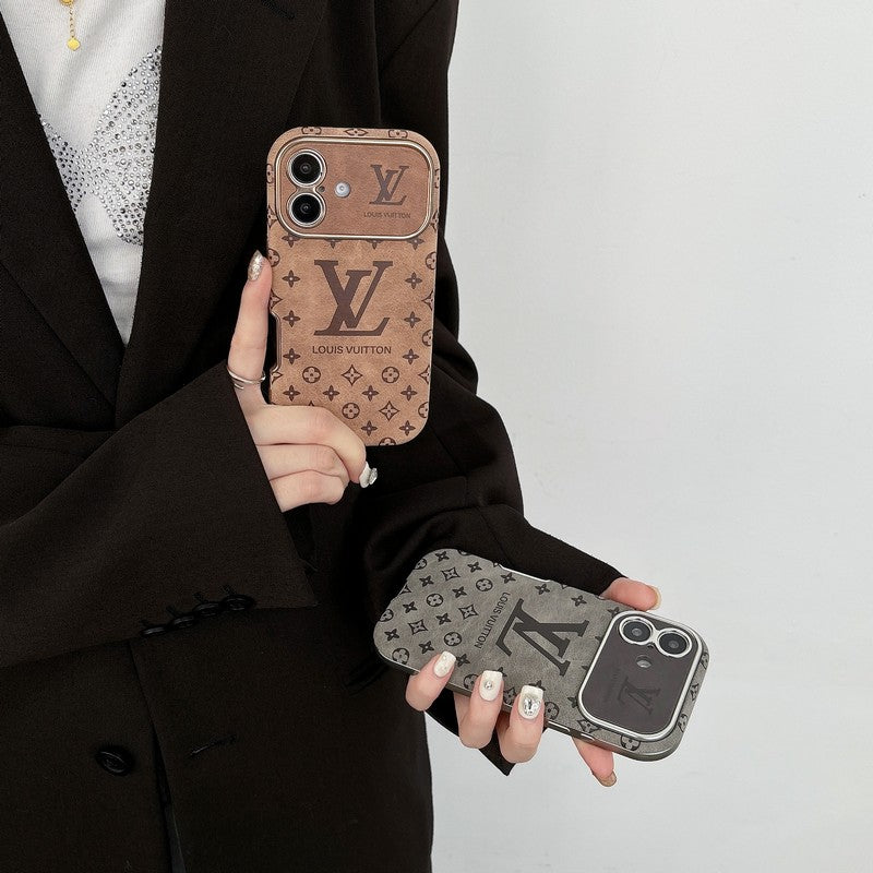 Luxury Brown & Black Color Leather iPhone Case mysite