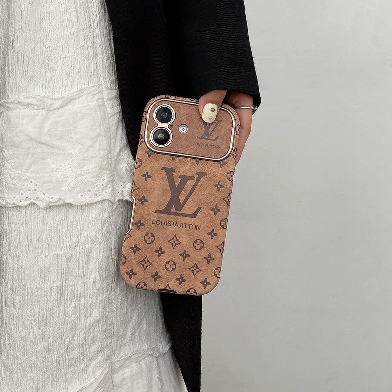 Luxury Brown & Black Color Leather iPhone Case mysite