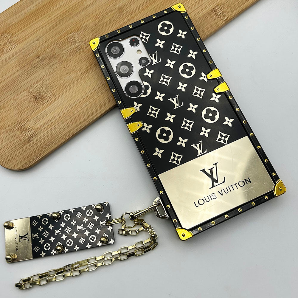 Luxury Branded Trunk Case With Chain For Samsung Galaxy S25/24/23 Series mysite