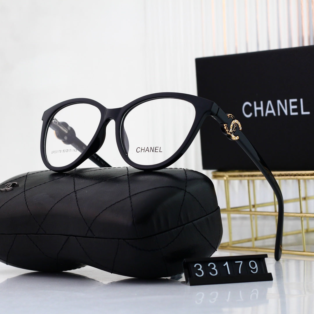 Cat-Eye Diamond Metal Logo Glasses-s-ss
