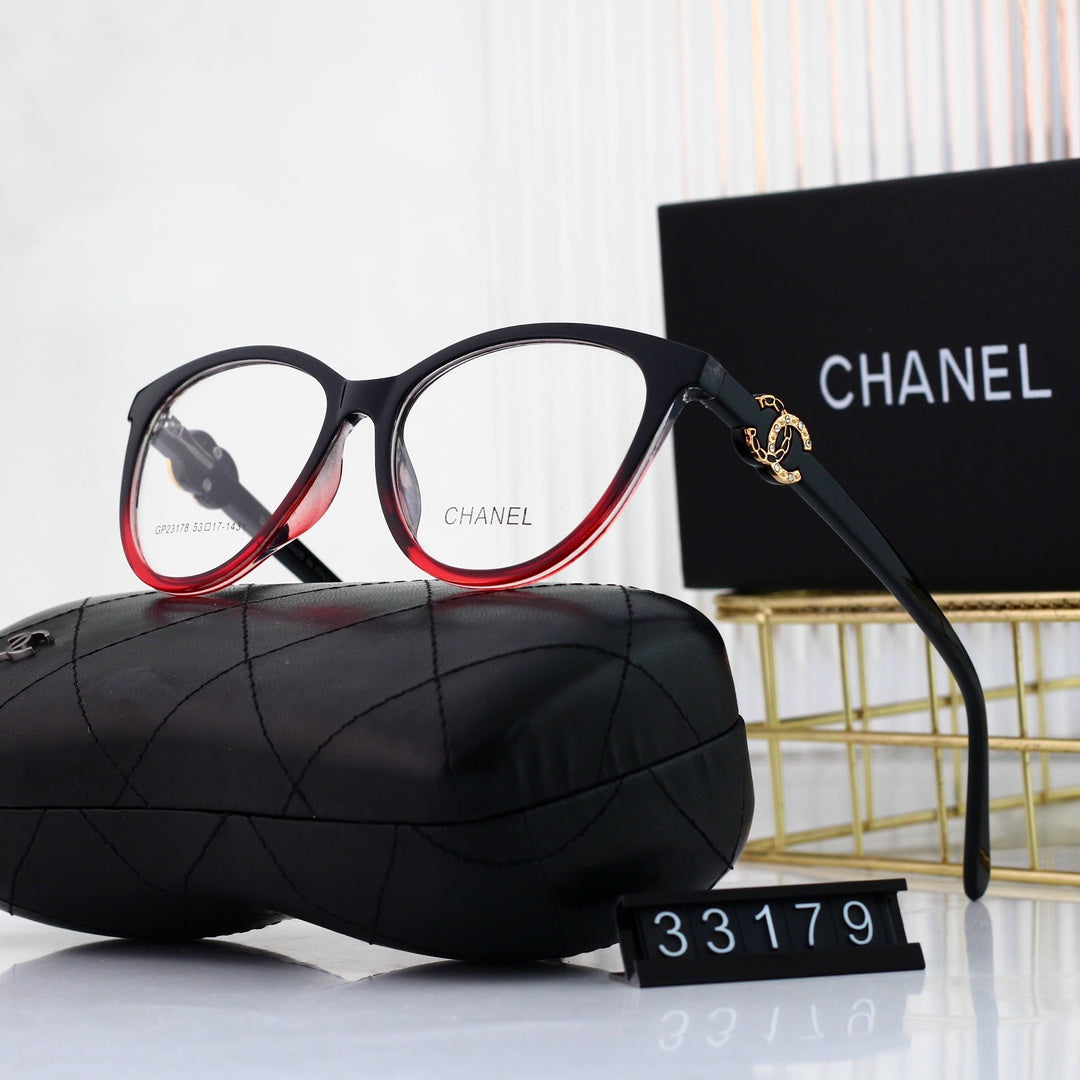 Cat-Eye Diamond Metal Logo Glasses-s-ss
