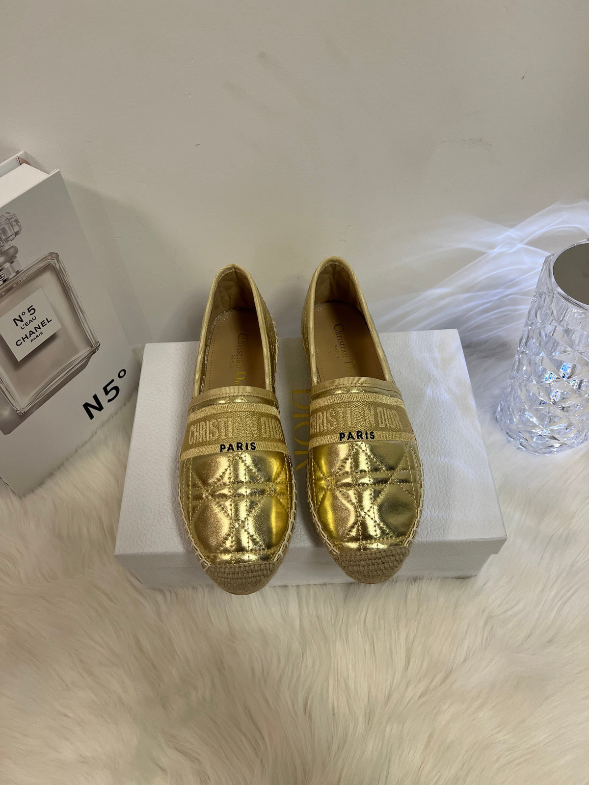 GRANVILLE ESPADRILLE GOLD QUILTED CANNAGE CALFSKIN