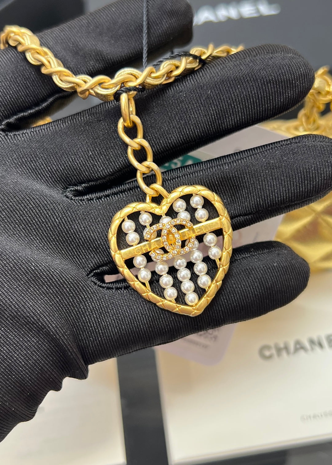 CHANEL 25S FLAP CHARM BAG 13 IN GOLD METALLIC LAMBSKIN