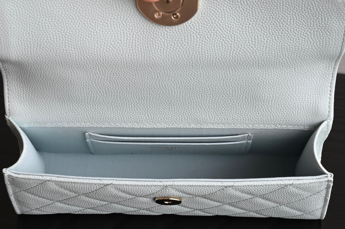 CHANEL 25S KELLY 18 CM IN SOFT MINT BLUE LAMBSKIN