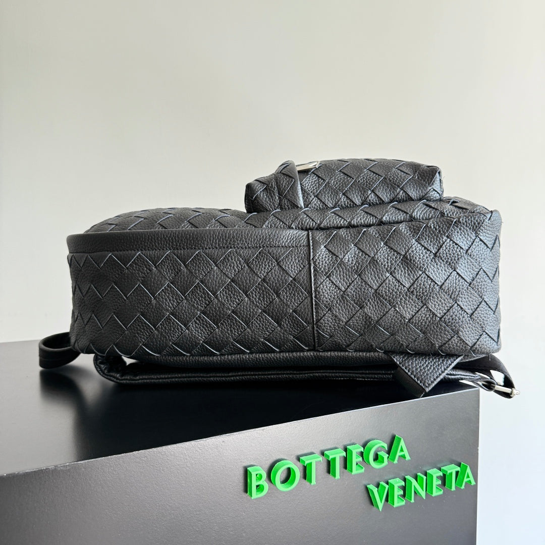 BOTTEGA VENETA 25S INTRECCIATO BAG 46 IN BLACK CALFSKIN SILVER HARDWARE