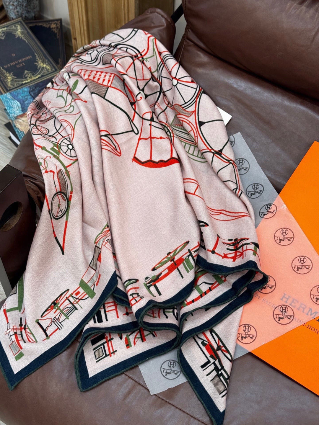 HERMES 26S SCARF 135 IN SILK AND CASHMERE 498490