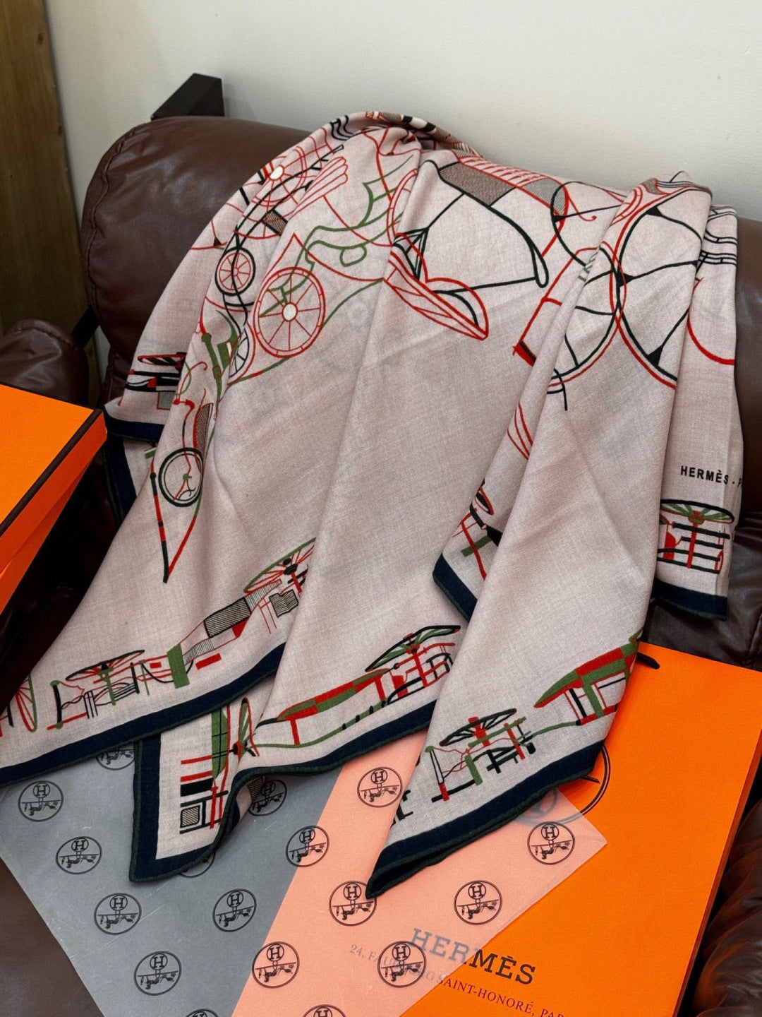HERMES 26S SCARF 135 IN SILK AND CASHMERE 498490