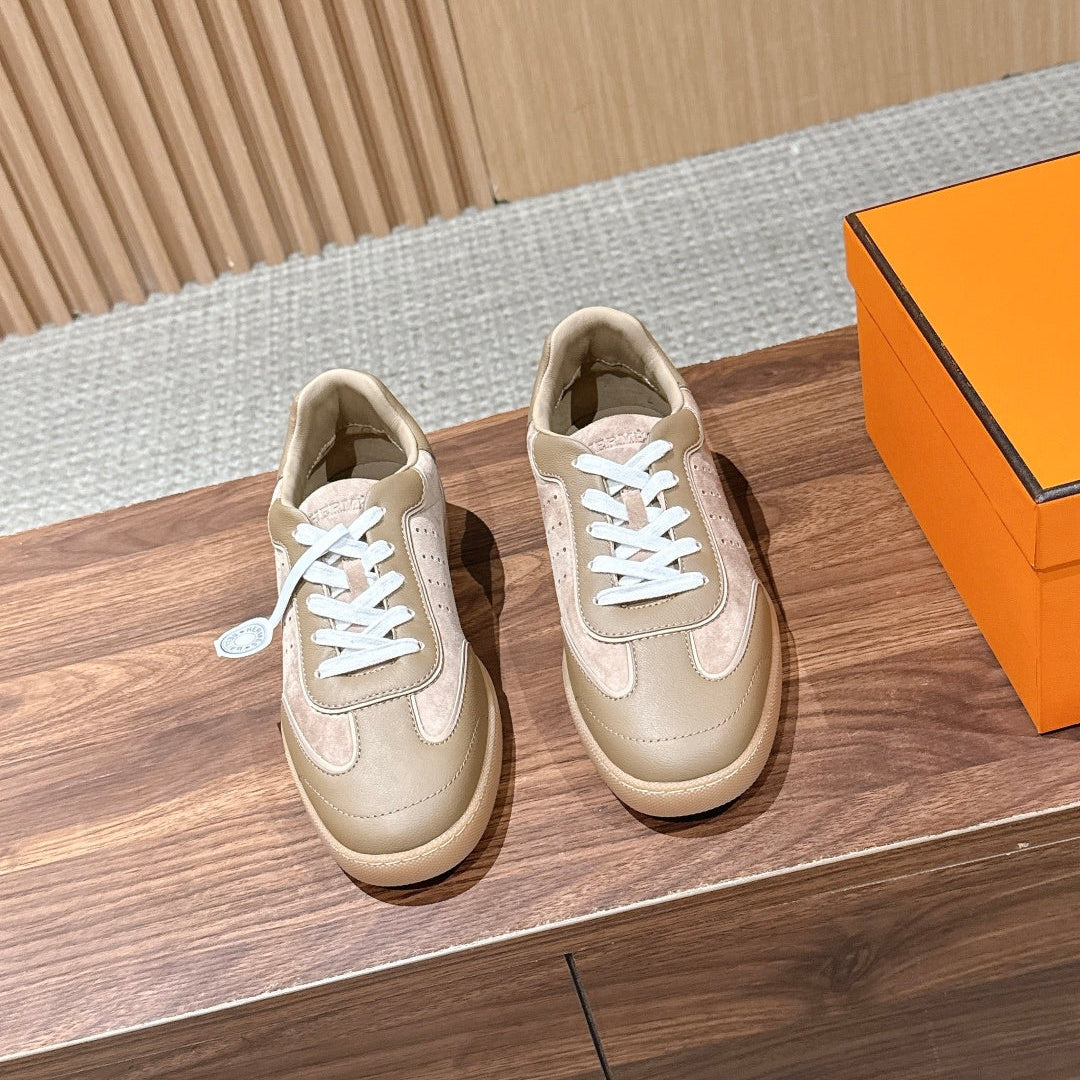 HM 26S GET SNEAKERS IN SAND BEIGE CALFSKIN MIX SUEDE