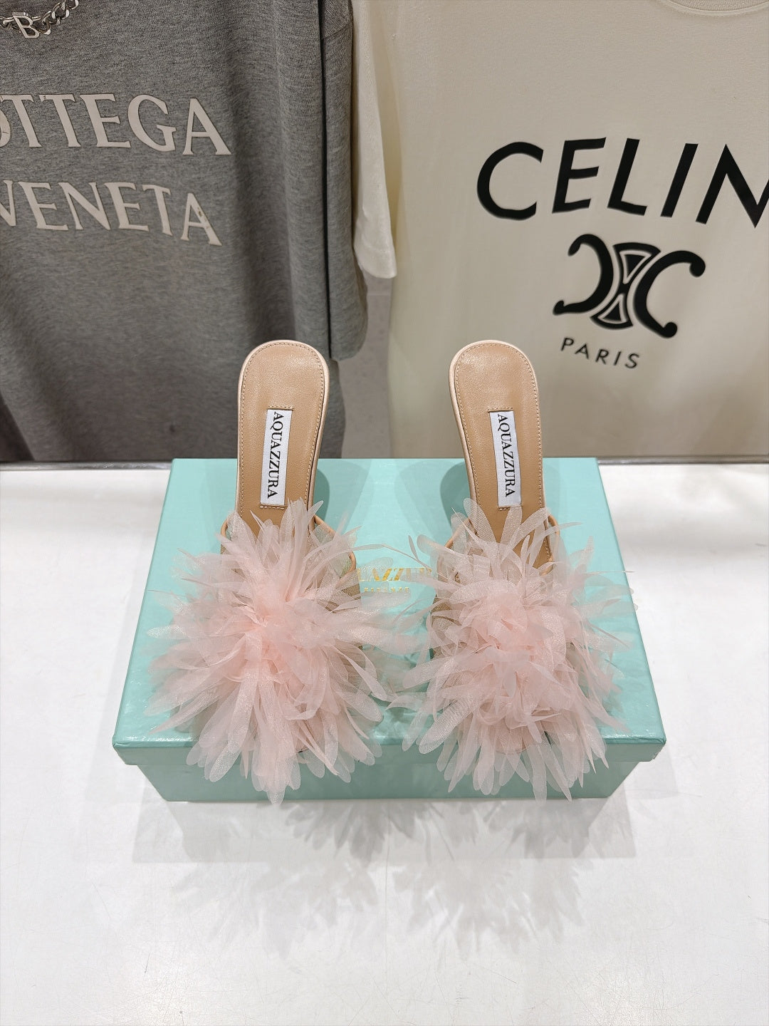 AQUAZZURA 26S BOUQUET HEELED SANDALS 80 MM IN BEIGE SATIN & CALFSKIN