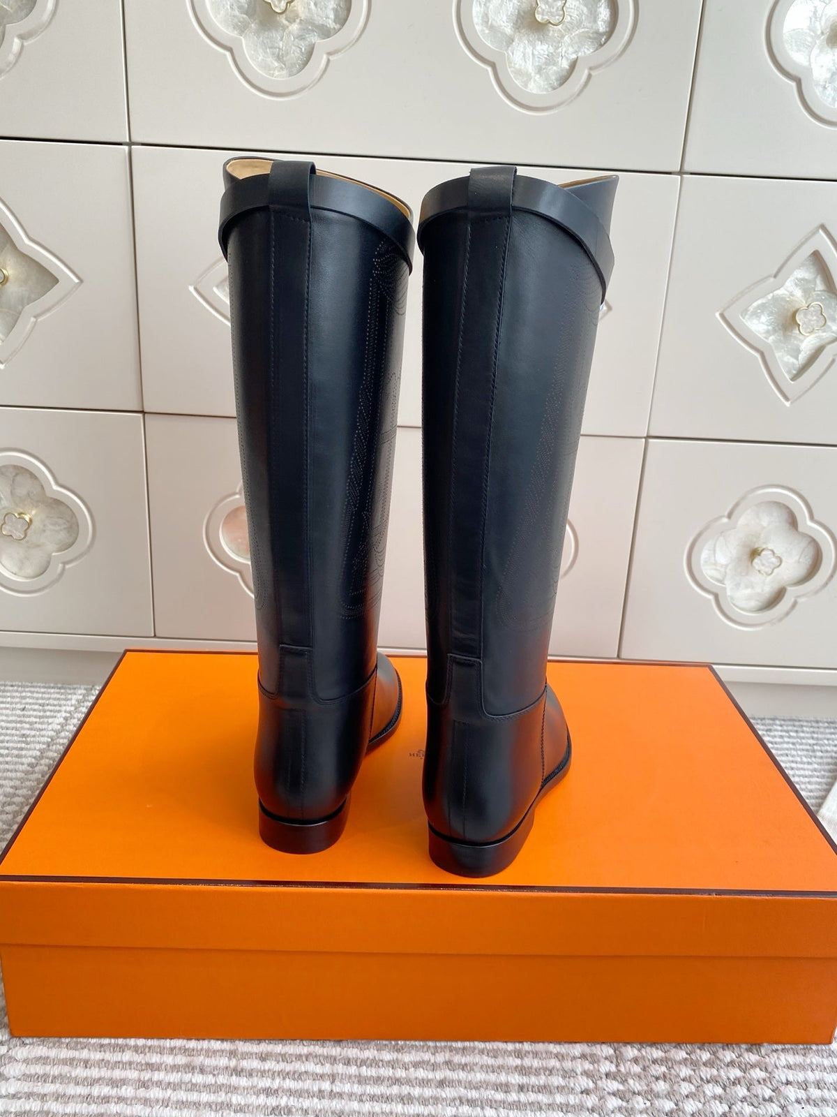 HM 25S JUMPING BOOTS IN BLACK LAMBSKIN WITH SILVER HARDWARE