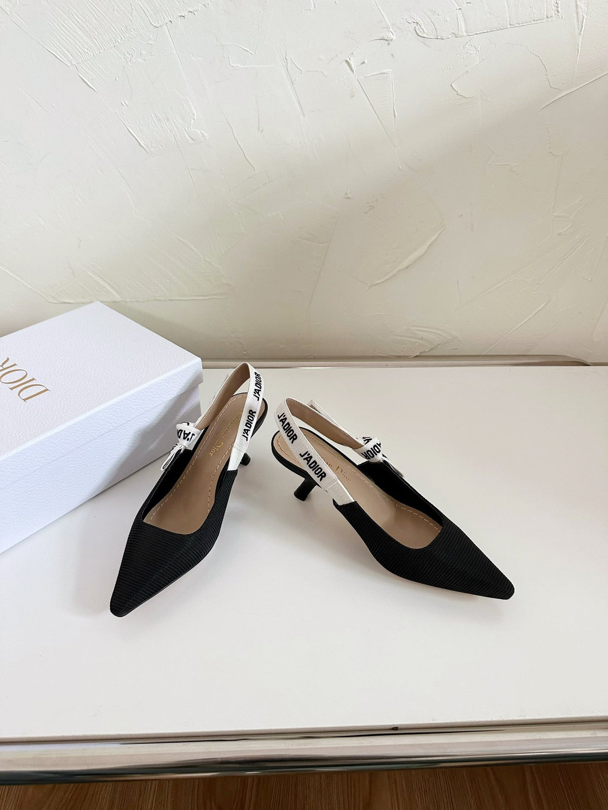 J'ADIOR SLINGBACK PUMP BLACK TECHNICAL FABRIC 65 MM