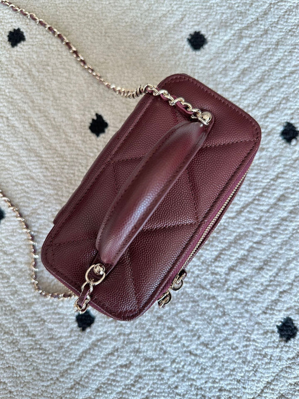 CHANEL 25S VANITY BAG 17 IN DARK RED CAVIAR LEATHER WITH GOLD HARDWARE