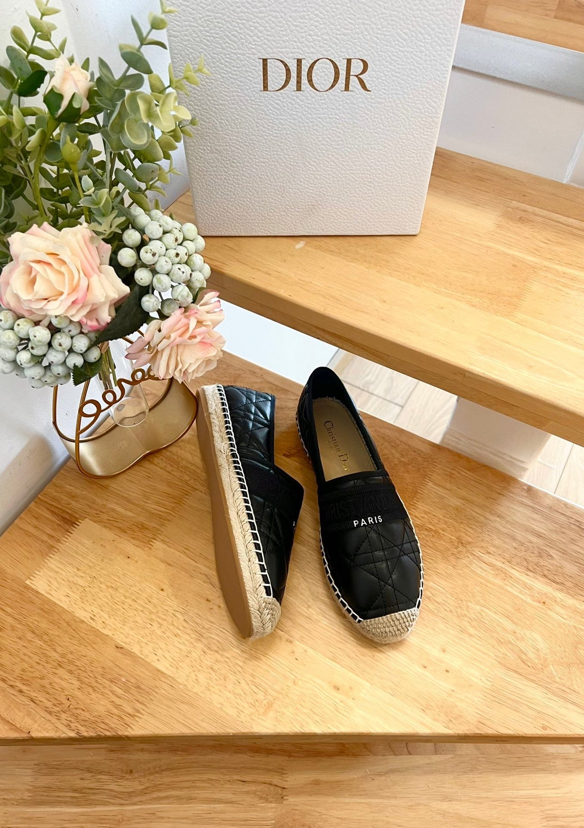 GRANVILLE ESPADRILLE BLACK QUILTED CANNAGE CALFSKIN