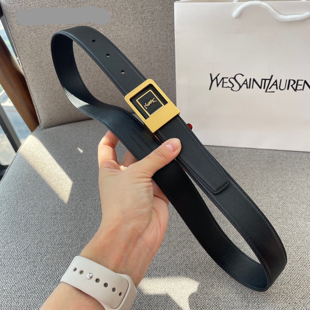 YSL 25S BELT 30 MM IN BLACK CALFSKIN 541397 mysite