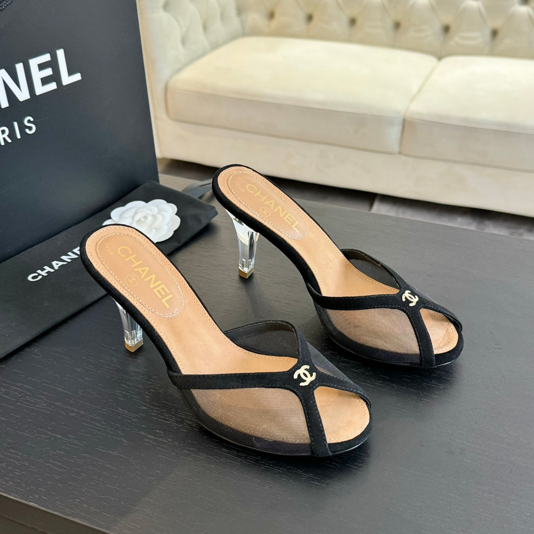 Double C High Heel Black Lambskin