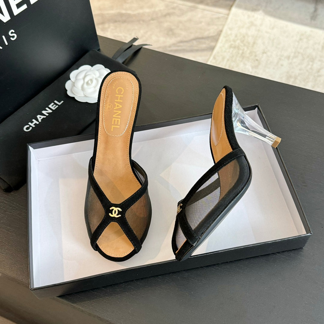 Double C High Heel Black Lambskin